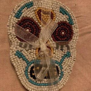 NEW Day of the Dead Skull Ghost Beaded 4pc Coaster Set